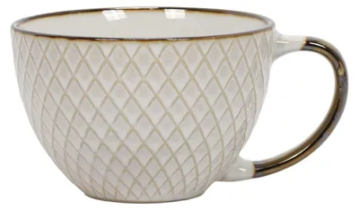 Produktbild von Großer Becher für Kaffee oder Tee mit Untertasse, Steingut, 460 ml