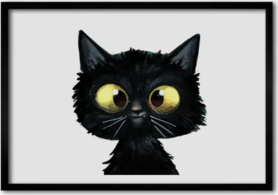 Produktbild von Bild - Bilder - Bilderrahmen - 70 cm x 50 cm - MDF-Rahmen, Wandkunst Illustration einer Katze