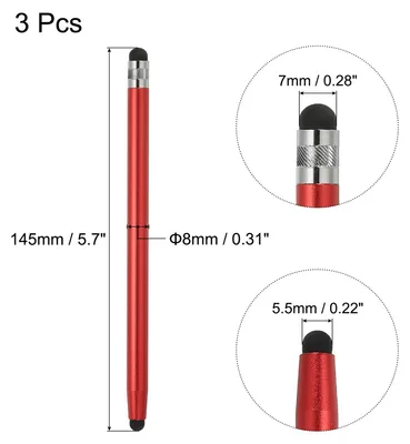 Produktbild von 3Stk Stylus Stifte fš¹r Touchscreens Kapazitiv Stylus Universal Tablet Stift Sensibilit?t Pr?zision Rot