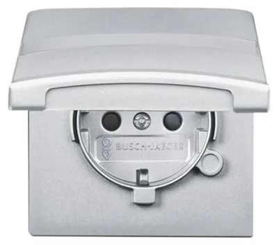 Imagen del producto de BUSCH JAEGER 2064-0-0300 - Enchufe CEE 7/3 - 2P+E - Plateado - IP44 - 250 V - 16 A