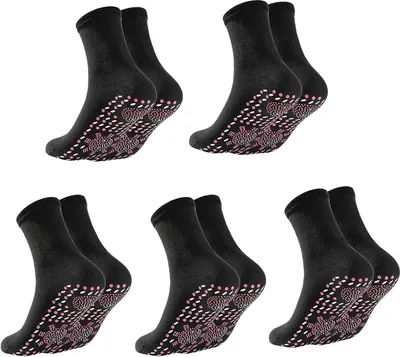 Produktbild von 5 Paare Selbsterwärmende Socken, unisex Magnetfeldtherapie-Socken, Turmalin selbsterwärmend magnetisch socken, Winter Warme Massagesocken, zum Wandern, Skifahren, Camping