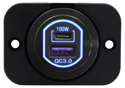 Produktbild von ProRide 12-24V USB/USB-C KFZ-Ladegerät 2 Anschlüsse 100W QC3.0 Blau