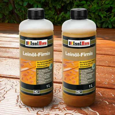 Produktbild von Isolbau Leinöl-Firnis Natur 2 Liter Leinöl Gekocht Lackfirnis Holzschutz Harzfrei Holzöl