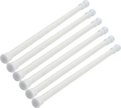 Produktbild von Weisse Teleskop-Gardinenstange 6-teilig, ausziehbare Spannstangen, kleine Spannung