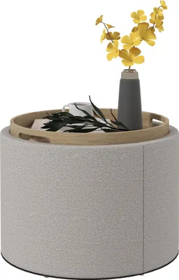 Produktbild von HOMCOM Sitzhocker mit Stauraum, Runder Hocker mit Klappdeckel Polsterhocker