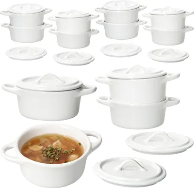 Obrázek produktu pro sada 12 ks CREME mini cocotte 100ml krémově bílé formy na pečení mini hrnec do trouby