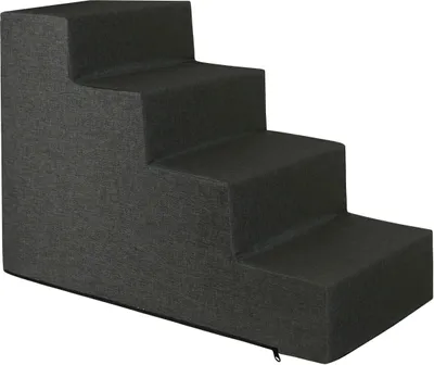 Produktbild von Domarex  Hundetreppe für Kleine Hunde, Treppenstufen für Hunde,Katzentreppe Hunderampe –Podest - Rampe mit 4 Stufen 30x60x40 cm L Grau