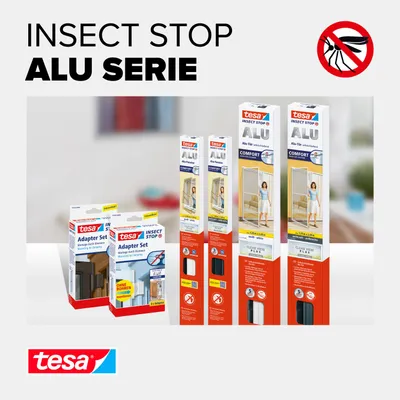 Produktbild von tesa Insektenschutz Tür Fliegengitter mit Aluminium Rahmen Balkontür grau 1x2,2m