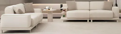 Produktbild von Stilvolles Beiges Set für das Wohnzimmer – 3-Sitzer Sofa und Beistelltisch