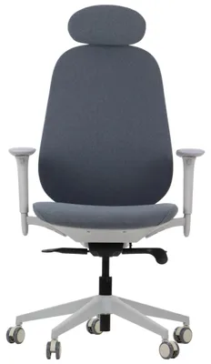 Immagine prodotto di Sedia girevole ergonomica da ufficio LARSTON GF, base in nylon, braccioli regolabili, poggiatesta e supporto lombare, estensione del sedile, struttura grigia, rivestimento grigio