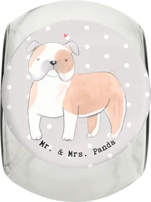Produktbild von Mr. & Mrs. Panda Dose Englische Bulldogge Moment XL 2000ml - Grau Pastell - Geschenk, Bonbonglas, Vorratsbehälter, glasbehälter, Aufbewahrungsdose, Keksdose
