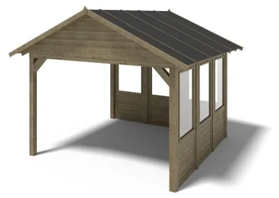 Immagine prodotto di Gazebo da giardino in legno pergola 4.04x4.04 m con pannelli - Impregnata