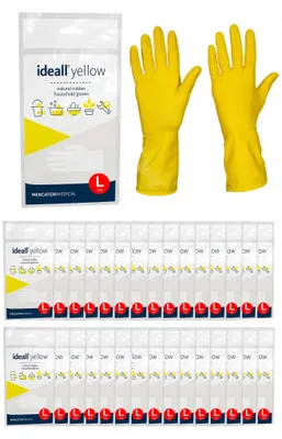 Produktbild von Latex-Haushaltshandschuhe / Gelb / Größe: 9 - L / Ideall Gelb - 120 Stück.