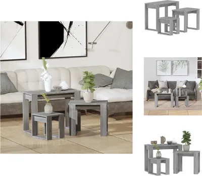 Produktbild von vidaXL Satztische 3 Stk. Grau Sonoma Holzwerkstoff -  Beistelltische