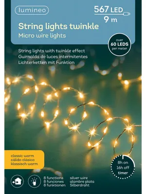 Produktbild von Lumineo Lichterkette STRING LIGHTS TWINKLE 567 LED 9 m, klassisch warm