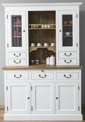 Zdjęcie produktu dla Casa Padrino szafka kuchenna w stylu rustykalnym biała / brązowa 137 x 50 x h. 197 cm - 2-częściowa szafka kuchenna z 5 drzwiami i 7 szufladami - Meble kuchenne w stylu rustykalnym