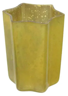 Produktbild von Glas-Teelicht Stern 10cm. Teelichtglas Windlicht verspiegelt Gelb Matt