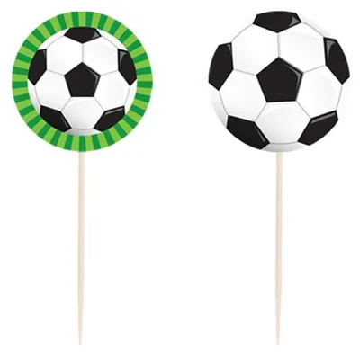 Cocktailspieße Fußballdesign 16 Stück 6,5 cm Partydekoration