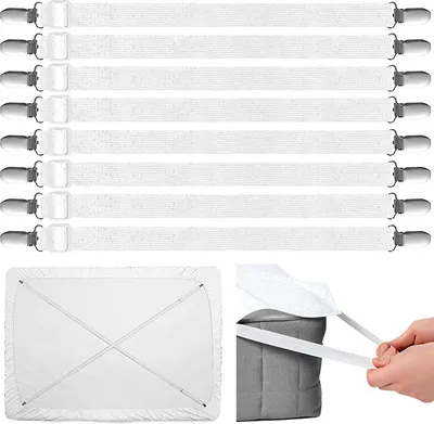Produktbild von 8 Stück Verstellbare Betttuchspanner, Bettlaken Mit Metallclip Sicher, Spannbettlakenhalter, Geeignet Für Bettlaken und Matratzenauflagen