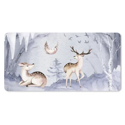 Produktbild von MuchoWow® Mauspad Mousepad Winter - Hirsche - Vögel 60x30 cm - Mousepads - Maus Mat - Pad - Mausunterlage - Nachhaltig