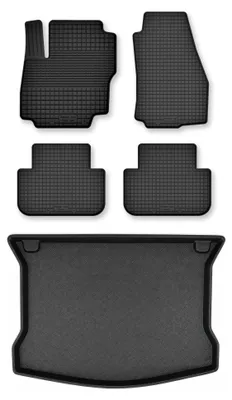 Zdjęcie produktu dla Dywaniki gumowe + mata bagażnika do Ford Kuga MK1 2008-2011 (standardowy bagażnik) – czarne, dobierane – Wielganizator Semi-Universal