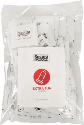 Zdjęcie produktu dla Secura Extra Fun 100 szt. - prezerwatywy z wypustkami, silikonowa powłoka