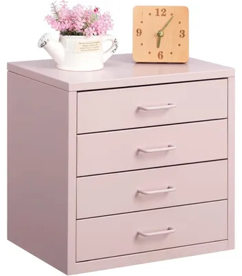 Obrázek produktu pro Kancelářská skříňka s 4 zásuvkami, kovová, světle růžová, formát A4