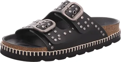 Produktbild von Verbenas Damen-Pantolette mit Tieffußbett Schwarz-Weiß-Silber, Farbe:schwarz, EU Größe:39