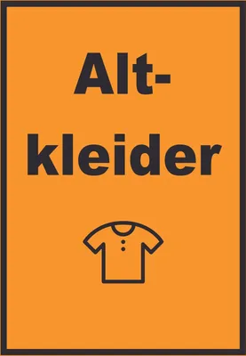 Produktbild von Altkleider Mülltrennung Schild Text Symbol Shirt Hemd Hose hochkant A4 (210x297mm)