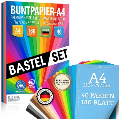 Productafbeelding van 180 vellen A4 gekleurd papier, 40 kleuren, 80 g/m²