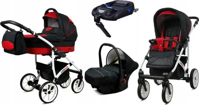 Obrázek produktu pro BabyLux® Largo | Kocárek 4v1 Set | Cerná cervená | Kombinovaný kocárek | Isofix-B