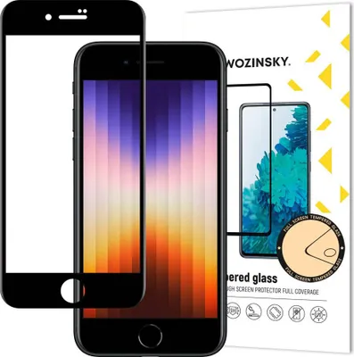 Immagine prodotto di Wozinsky Super durevole pieno schermo colla vetro temperato con telaio caso amichevole Iphone Se 2022 / Se 2020 / Iphone 8 / Iphone 7 nero