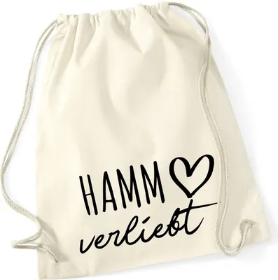 Produktbild von Huuraa Turnbeutel Hamm verliebt 12 Liter Natural Baumwolle Rucksack Geschenkidee