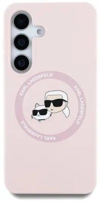 Produktbild von Karl Lagerfeld Silikon Double Heads And Circle MagSafe - Hülle für Samsung Galaxy S25 (Pink)