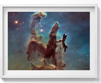 Produktbild von NASA-Foto Kosmos– Wandbild mit Rahmen – Gerahmtes Bild  – Wanddekoration – 80x60 cm –  Weiß Rahmen