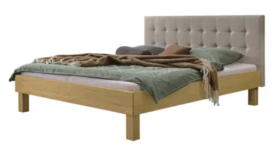 Produktbild von HASENA Massivholzbett Ricardo Eiche bright Kopfteil grey 160x200