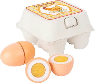Zdjęcie produktu dla Small Foot 10591 Drewniane jajka do sklepu w kartonie na jajka, wielokolorowe (opakowanie 4 szt.)