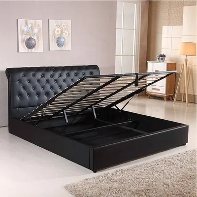 Produktbild von Design Bett Chesterfield Samt Polster Leder Hotel Betten Schlafzimmer