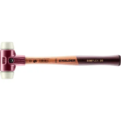Produktbild von Halder Schonhammer Durchmesser 30mm 335g Simplex Nylon weiß mit Holzstiel - 3008030