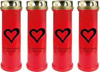 Immagine prodotto di Candela Grave rossa confezione da 4, durata di combustione: 100 ore (per candela), motivo: cuore