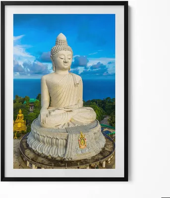 Produktbild von Buddha Phuket Thailand– Wandbild mit Rahmen – Gerahmtes Bild  – Wanddekoration – 70x100 cm –  Schwarz Rahmen