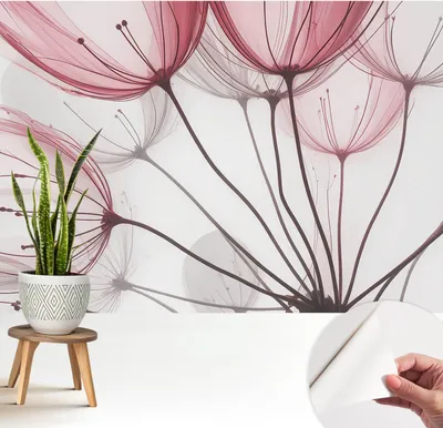 Produktbild von Fototapete selbstklebend - 208x146 cm - Tapete - Wandtapete - Wandbilder - Klebefolie - Dekofolie - Tapete Folie - Wand - Dekoration - Wohnzimmer - Blumensilhouetten