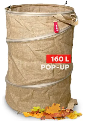 Produktbild von NOOR Gartensack POP-UP Jute L 160 L Ø 52 x 75 cm - selbststehender & faltbarer Gartenabfallsack für Laub, Grünschnitt & Gartenabfälle