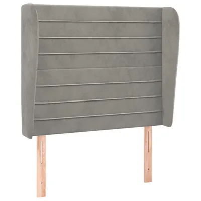 Produktbild von vidaXL Kopfteil mit Ohren Hellgrau 103x23x118/128 cm Samt