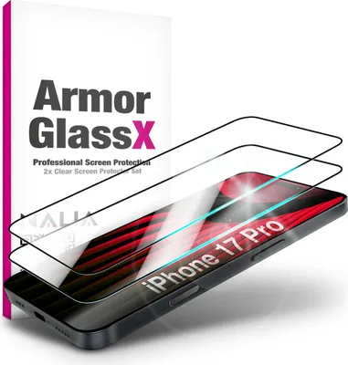 Immagine prodotto di 2x vetro protettivo "ArmorGlassX" per Apple iPhone 17 Pro - Vetro del display / Estremamente chiaro / Colori brillanti / Adatto alla custodia - Trasparente / bordo nero