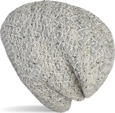 Produktbild von styleBREAKER Damen Strick Beanie Mütze mit Pailletten und Thermo-Fleece Futter, Winter Slouch Beanie 04024168