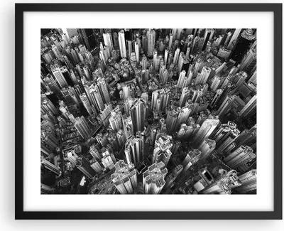 Produktbild von Gerahmtes Poster - Schwarzer Rahmen - Wolkenkratzer mit Berge - 50x40 cm - Wand Bild - Wanddeko - Wandbilder - Kunstposter - Wandposter - Bilderrahmen - Bilder - Kunstdruck - P2BAA50x40-4453