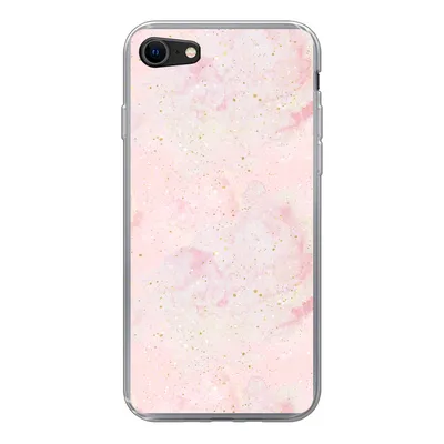Produktbild von MuchoWow® Handyhülle Schutzhülle Hülle für iPhone SE 2020 Marmor - Rosa - Glitter - Gold - Muster Silikon Softcase Handy Hülle - Kartenbesitzer