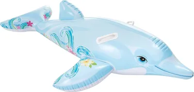 Produktbild von INTEX Aufblasbares Reittier Delphin, mit Griffen, Vinyl, Grau, 175 x 66 cm, 40 kg, ab 3 Jahren