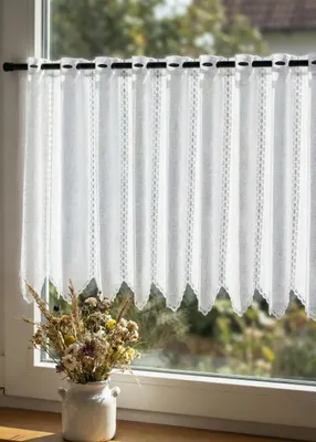 Produktbild von Scheibengardine Bistrogardine Meterware nach Maß Leinenoptik weiß Länge 180 cm